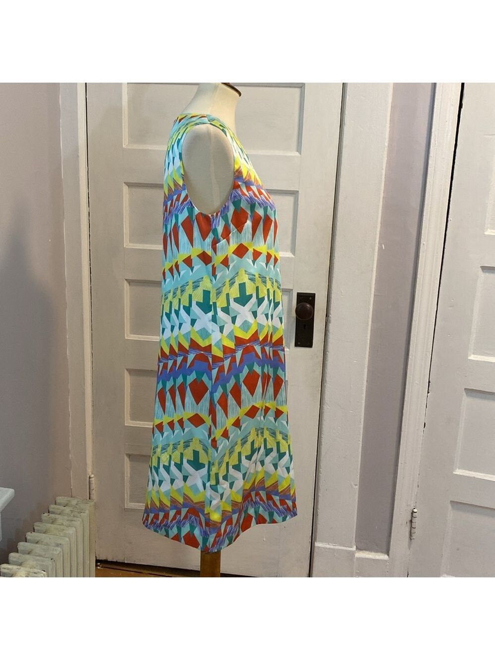 M by Missoni Geometric Print Abstract Sleeveless Shift Dress, Size 8 - Picture 8 of 14
